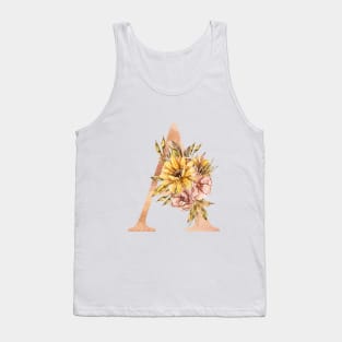 Watercolor sunflower floral A letter illustration Tank Top